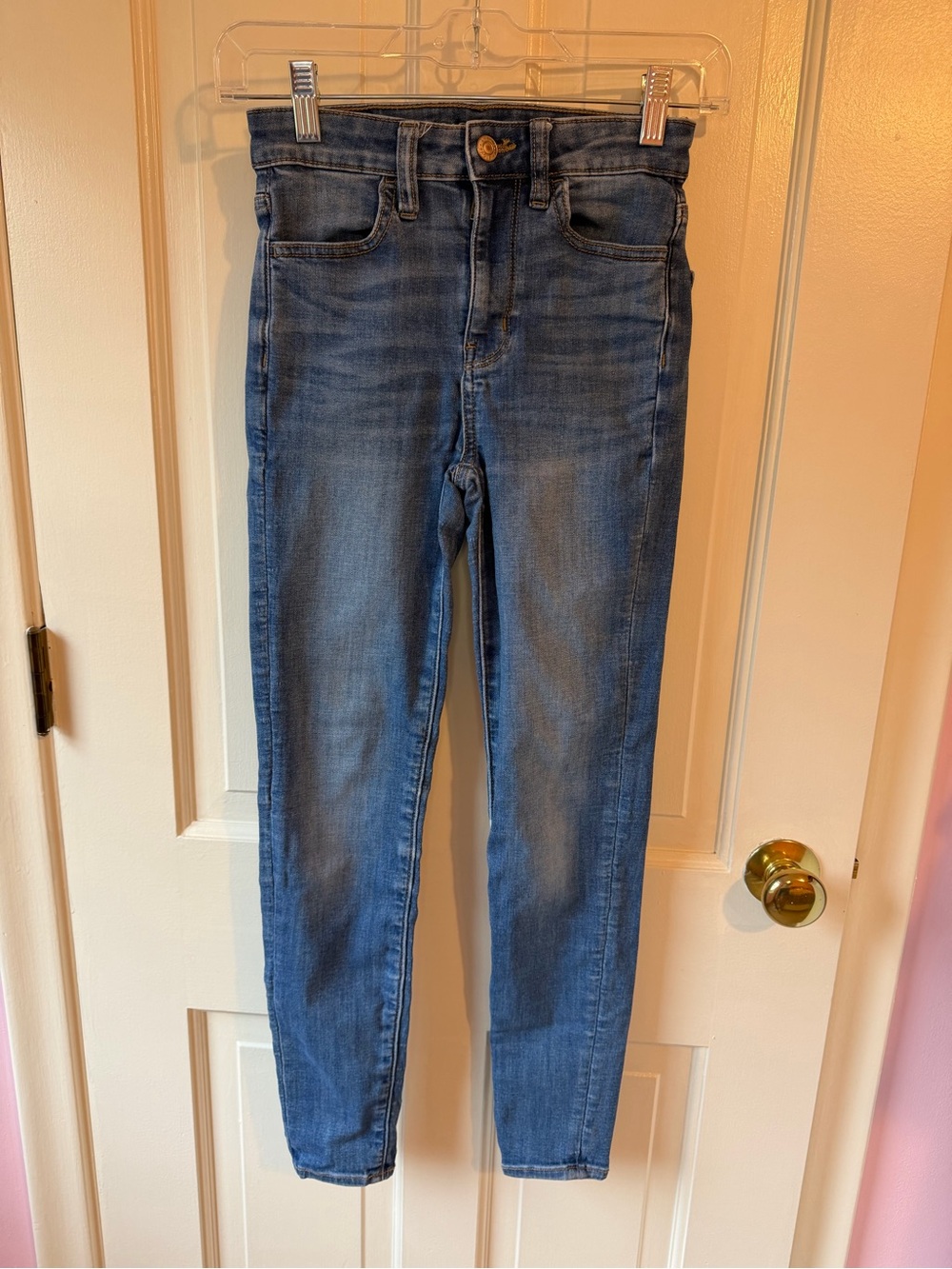 American Eagle Outfitters Skinny Jeans - Mid Blue Wash Super High Rise
